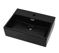 vidaXL Lavabo de Cerámica Negro 51,5x38,5x15 cm Lavamanos Lavatorio Grifo Baño