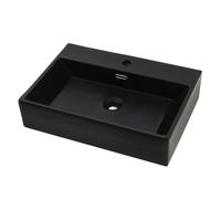 Vidaxl lavabo con orificio para grifo cerámica negro 60,5x42,5x14,5 cm