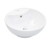 vidaXL Lavabo con Rebosadero Baño Servicio Fregadero Piezas de Fontanería Bricolaje Instalación Decoración Aseo Grifería 46,5x15,5 cm Cerámica Blanco