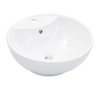 vidaXL Lavabo con Rebosadero Baño Servicio Fregadero Piezas de Fontanería Bricolaje Instalación Decoración Aseo Grifería 46,5x15,5 cm Cerámica Blanco