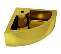 vidaXL Lavabo con Rebosadero Baño Servicio Fregadero Piezas de Fontanería Bricolaje Instalación Decoración Aseo Grifería 45x32x12,5 cm Cerámica Dorado