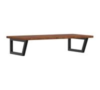 vidaXL Lavabo con soporte, placa de madera, consola de lavabo, montaje en pared, estante de pared, acero macizo, roble