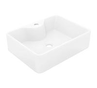 vidaXL Lavabo Cuadrado Orificio de Grifo y Desagüe Cerámica Blanco Lavamanos