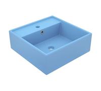 Vidaxl lavabo cuadrado rebosadero cerámica azul claro mate 41x41 cm