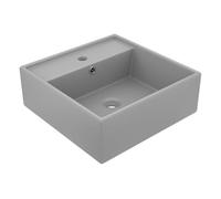 Vidaxl lavabo cuadrado rebosadero cerámica gris claro mate 41x41 cm