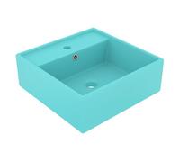 Vidaxl lavabo cuadrado rebosadero cerámica verde claro mate 41x41 cm