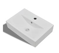 Lavabo Rectangular De Cerámica Hueco De Grifo/desagüe Blanco