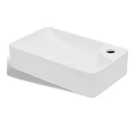 vidaXL Lavabo de Baño Redondo sobre Encimera Cerámica Blanco Lavamanos de Aseo