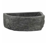 vidaXL Lavabo de baño rústico Gris de (38 x 45) x (30 x 35) cm, Hecho de Piedra de río. Diseño colgado en la Pared, con Acabado Pulido y Estilo Opaco. Ideal para Uso Interior y Viene con Accesorios