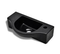 vidaXL Lavabo de baño de cerámica con agujero para grifo - Negro