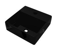 Vidaxl lavabo de cerámica cuadrado con orificio de grifo/desagüe negro