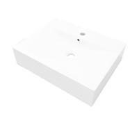vidaXL Lavabo Rectangular Agujero de Grifo y Desbordamiento Cerámica Blanco