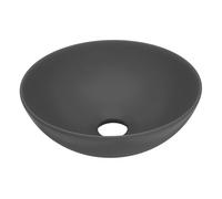 vidaXL Lavabo de baño redondo montado sobre encimera, cerámica moderna gris oscuro, fácil de limpiar