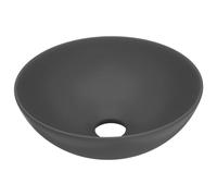 vidaXL Lavabo de baño redondo montado sobre encimera, cerámica moderna gris oscuro, fácil de limpiar