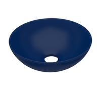 Vidaxl lavabo de cuarto de baño redondo de cerámica azul oscuro