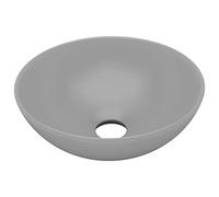 vidaXL Lavabo de Cuarto de Baño Redondo Lujo Tocador Montado Encima Aseo Indoro Cocina Garaje Fácil de Limpiar Moderno Cerámica Gris Claro