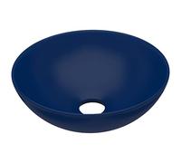 vidaXL Lavabo de baño redondo sobre encimera – cerámica azul oscuro, de lujo