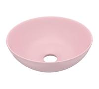 vidaXL Lavabo de Cuarto de Baño Redondo Lujo Tocador Montado Encima Aseo Indoro Cocina Garaje Fácil de Limpiar Moderno Cerámica Rosa Mate