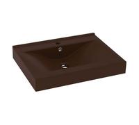 Vidaxl lavabo de lujo agujero de grifo cerámica marrón oscuro 60x46 cm