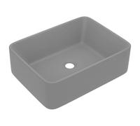 vidaXL Lavabo de lujo sobre encimera, vasija de piedra cerámica gris claro mate, fácil limpieza