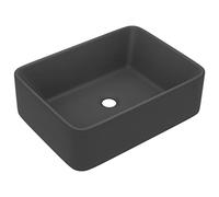 vidaXL Lavabo de Lujo Tocador Montado Encima Piedra Vasija Cuarto de Baño Aseo Indoro Garaje Fácil de Limpiar Cerámica Gris Oscuro Mate