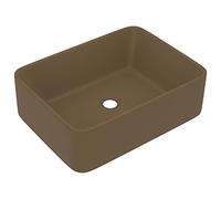 vidaXL Lavabo de lujo montado encima – Vasija de piedra, cerámica crema mate, fácil de limpiar