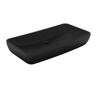 vidaXL Lavabo de lujo rectangular vasija de piedra cerámica negro mate 71x38 cm