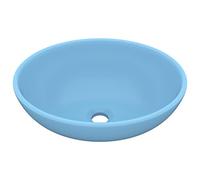 vidaXL Lavabo de lujo ovalado cerámica azul claro mate 40x33 cm