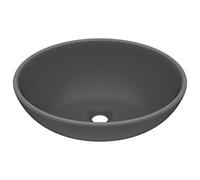 vidaXL Lavabo de lujo ovalado cerámica gris oscuro mate 40x33 cm