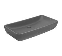 vidaXL Lavabo de Lujo Rectangular Tocador Montado Encima Piedra Vasija Aseo Indoro Garaje Fácil de Limpiar de Cerámica Gris Oscuro Mate 71x38cm