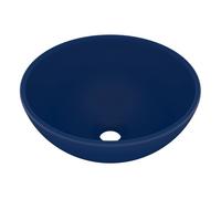 Vidaxl lavabo de lujo redondo cerámica azul oscuro mate 32,5x14 cm