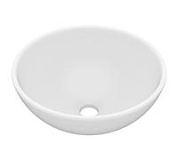 vidaXL Lavabo de Lujo Redondo Tocador Montado Encima Piedra Vasija Cerámica Blanco Mate 32,5x14 cm