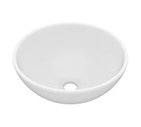 vidaXL Lavabo de Lujo Redondo Tocador Montado Encima Piedra Vasija Cerámica Blanco Mate 32,5x14 cm