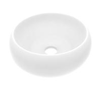 vidaXL Lavabo de Lujo Redondo Tocador Montado Encima Piedra Vasija Aseo Indoro Cocina Garaje Fácil de Limpiar Cerámica Blanco Mate 40x15 cm