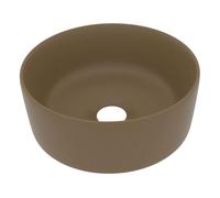 vidaXL Lavabo de Lujo Redondo Tocador Montado Encima Piedra Vasija Aseo Indoro Cocina Garaje Fácil de Limpiar Cerámica Crema Mate 40x15 cm