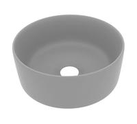 vidaXL Lavabo tocador de lujo redondo – Encimera cerámica gris claro mate, fácil de limpiar 40x15 cm