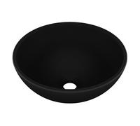 Vidaxl lavabo de lujo redondo cerámica negro mate 32,5x14 cm
