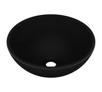 Vidaxl lavabo de lujo redondo cerámica negro mate 32,5x14 cm