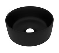 Vidaxl lavabo de lujo redondo cerámica negro mate 40x15 cm