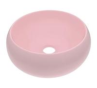 vidaXL Lavabo de Lujo Redondo Tocador Montado Encima Piedra Vasija Aseo Indoro Cocina Garaje Fácil de Limpiar Cerámica Rosa Mate 40x15 cm