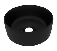 vidaXL Lavabo de Lujo Redondo Tocador Montado Encima Piedra Vasija Aseo Indoro Cocina Garaje Fácil de Limpiar Cerámica Negro Mate 40x15 cm