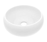 vidaXL Lavabo de Lujo Redondo Tocador Montado Encima Piedra Vasija Aseo Indoro Cocina Garaje Fácil de Limpiar Cerámica Blanco Mate 40x15 cm