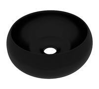vidaXL Lavabo de Lujo Redondo Tocador Montado Encima Piedra Vasija Aseo Indoro Cocina Garaje Fácil de Limpiar Cerámica Negro Mate 40x15 cm
