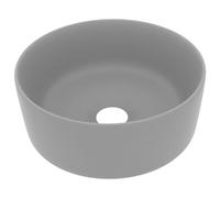 vidaXL Lavabo de Lujo Redondo Tocador Montado Encima Piedra Vasija Aseo Indoro Cocina Garaje Fácil de Limpiar Cerámica Gris Claro Mate 40x15 cm