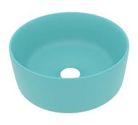 vidaXL Lavabo de Lujo Redondo Tocador Montado Encima Piedra Vasija Aseo Indoro Cocina Garaje Fácil de Limpiar Cerámica Verde Claro Mate 40x15 cm