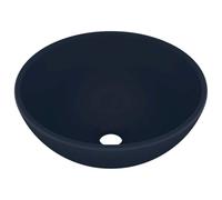 vidaXL Lavabo de Lujo Redondo Tocador Montado Encima Piedra Vasija Cuarto de Baño Aseo Indoro Garaje Fácil de Limpiar Cerámica Azul Oscuro Mate