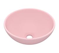 vidaXL Lavabo de Lujo Redondo Tocador Montado Encima Piedra Vasija Cuarto de Baño Aseo Indoro Garaje Fácil de Limpiar Cerámica Rosa Mate