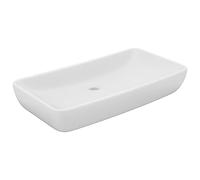 vidaXL Lavabo de Lujo Tocador Montado Encima Piedra Vasija Cuarto de Baño Aseo Indoro Garaje Fácil de Limpiar de Cerámica Rectangular Blanco Mate