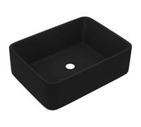 vidaXL Lavabo de Lujo Tocador Montado Encima Piedra Vasija Cuarto de Baño Aseo Indoro Garaje Fácil de Limpiar de Cerámica Negro Mate