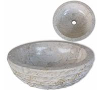 vidaXL Lavabo de mármol color crema – diseño elegante, piedra natural, 40 cm